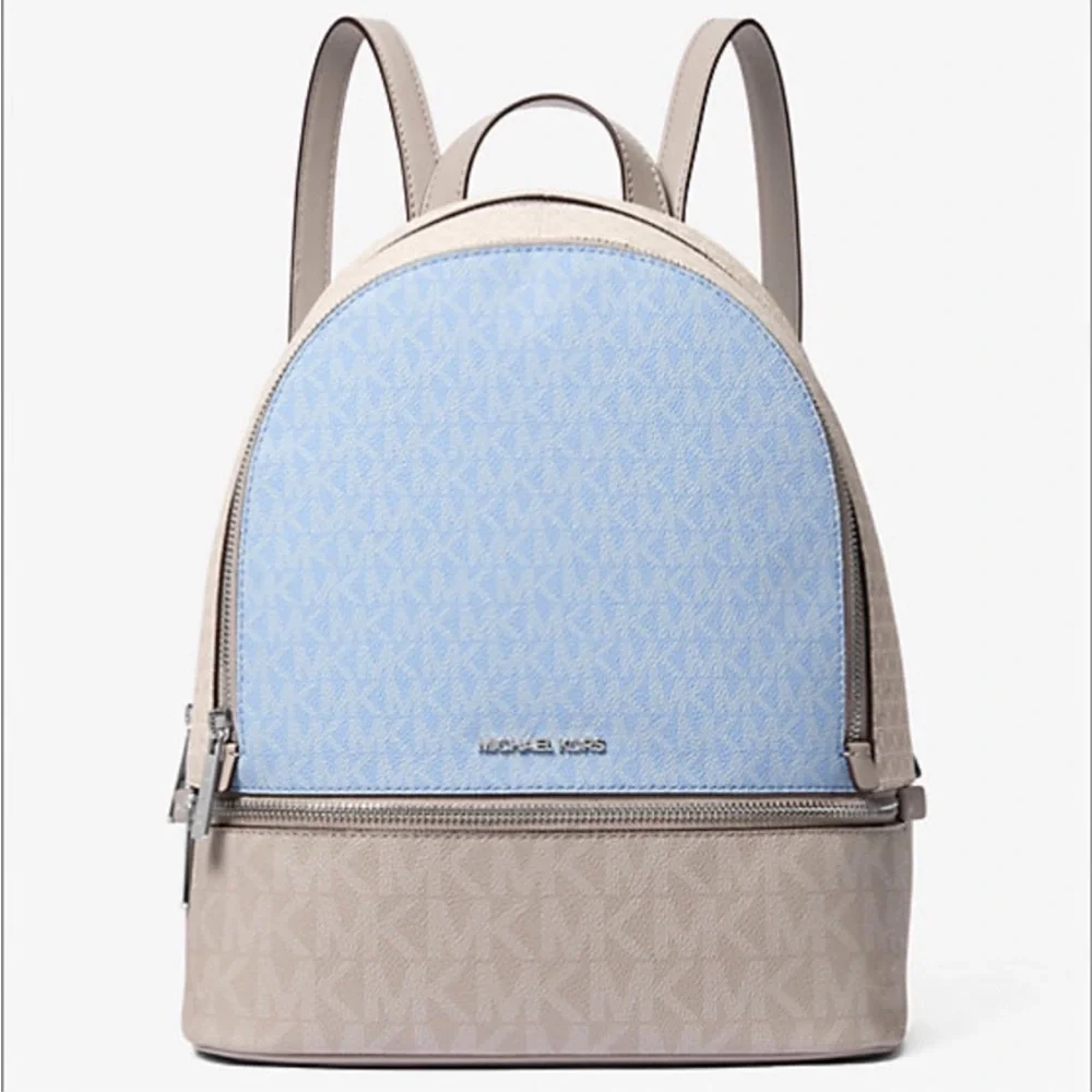 MICHAEL KORS Rhea Medium Color-Block Signature Logo Backpack - Picture 3 of 16